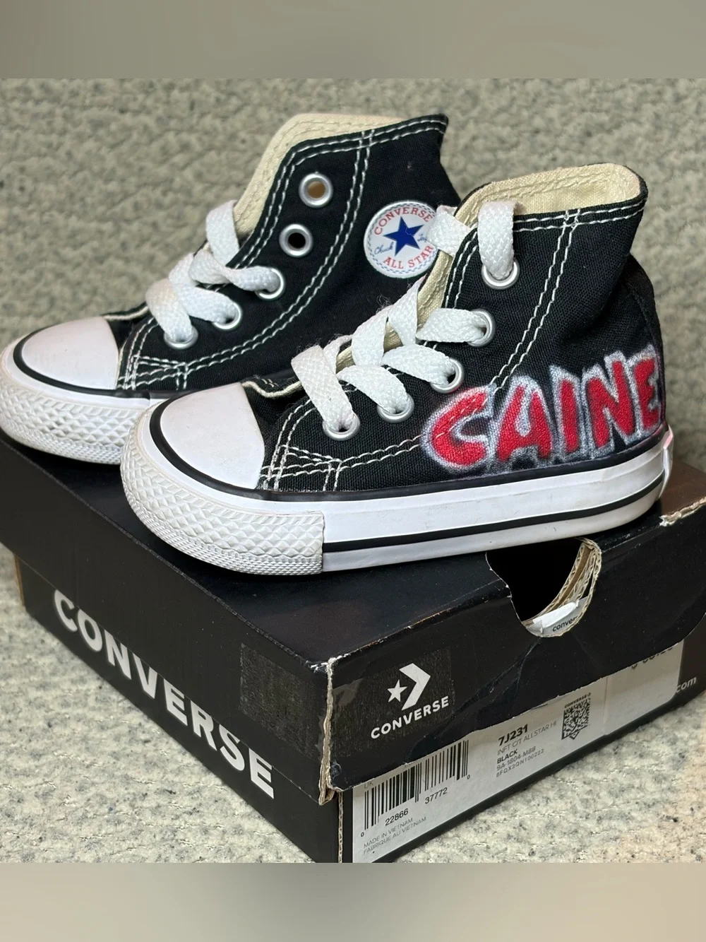 Converse Black High-Top Sneakers with Custom Painted Graphics